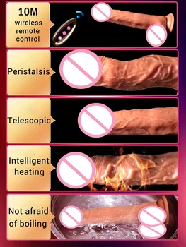 Automatyczna Teleskopowa Perystaltyka Ogrzewania Penis Dildo Wibrator Realistyczny Ogromna Przyssawka Dildo Kobieta Masturbator Dorosłych Sex Zabawki