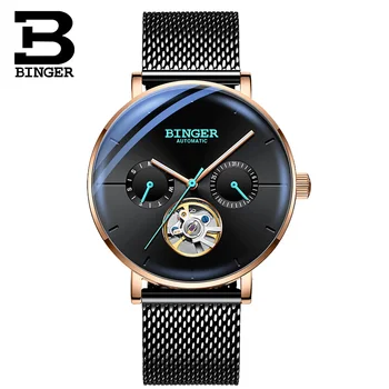 BINGER Man Watch zegarek mechaniczny zegarek dla mężczyzn moda zegarki automatyczne mężczyźni MIYOTA ruch zegarek tourbillon zegarek Zegarek