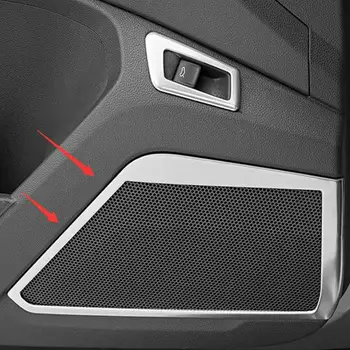 BJMYCYY Car Styling Accessories for VW T-ROC t roc troc 2018 stainless steel Door audio trim frame