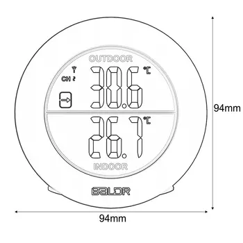 Baldr okrągły kształt termometr bezprzewodowy stół kryty basen wyświetlacz LCD stacja pogodowa ścienny cyfrowy miernik temperatury czujnik