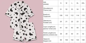 Bawełniana Piżama Damska Kochanie Krowa Print Casual Wygodny Strona Odzież Z Dwóch Części Piżamy Damski Letni Komplet