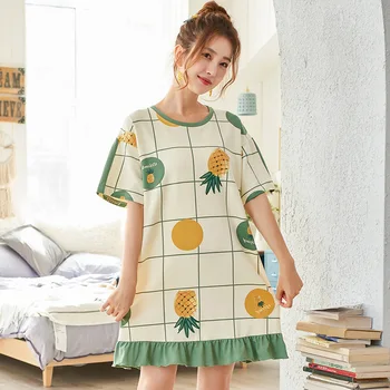 Bawełniane Piżamy Dla Kobiet Lato Nowy Ananas Japonka Koszula Nocna Lotos Arkusz Bawełna Temat Codzienne Wygodne Piżamy Damskie