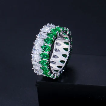 BeaQueen elegancki 4szt ślubne zestawy biżuterii zielony CZ Kryształ kolczyki naszyjnik bransoletka i pierścionek zestaw kobiet sukienka akcesoria JS258