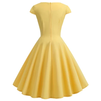 Bebovizi 2019 damskie codzienne, letnie sukienki, moda elegancki biuro żółty Sztuka plus rozmiar długie es A-Line krótki Vestidos