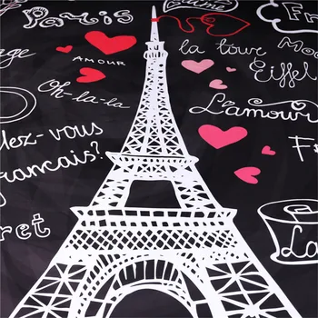 BeddingOutlet Francja Paryska wieża pościel czarno-białe płaskie arkusze romantyczne litery pościel serce druku sofa etui