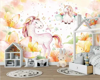 Beibehang Custom wallpaper mural Nordic minimalist dream pony unicorn plac zabaw, ściana papel de parede tapety 3d behang