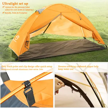 Bessport Tent 1-2 Person Ultralight Camping Tent Wodoodporny 3-4 Season Dome Tent Instant Set Up for Trekking, Outdoor, Festival