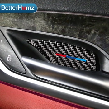 Betterhumz akcesoria do wnętrza włókna węglowego 4 szt./lot drzwi Handel miska auto naklejki naklejka pokrowce do BMW serii 5 G30 stylizacja
