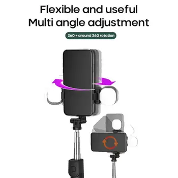 Bezprzewodowa Bluetooth Selfie Stick dla Iphone/Android składany ręcznie monopod migawka zdalnego szuflady mini-statywu LED Light