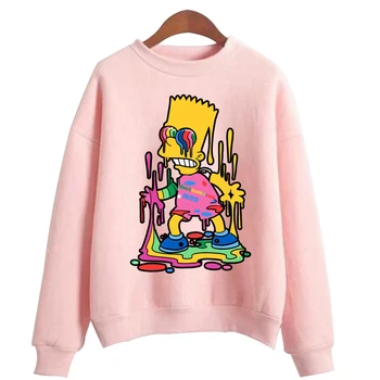 Bluza damska The Simpsons Anime Bart Simpson Print różowe bluzki bluzy odzież Damska