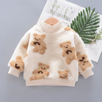 Bluza plusz dziewczyna 2020 zima chłopiec futro niedźwiedzia ładny ciepły sweterek kaszmirowy sweter 0-5Y dziecko jesień odzież