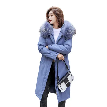 Brieuces 2020 damska, bawełniana parka ciepła zimowa kurtka płaszcz codzienne długie parki zimowa futro podszewka parku z kapturem płaszcz Mujer