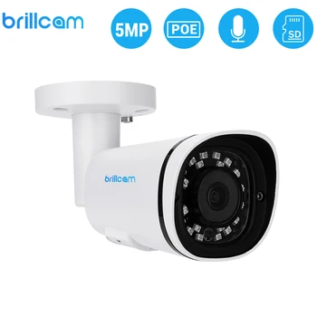 Brillcam 5MP UHD IR Bullet kamera IP z 2,8 mm Len PoE IP67 атмосферостойкая nagrywanie AI SD wbudowany mikrofon domowa bezpieczeństwo
