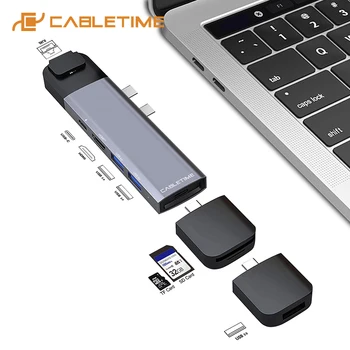 CABLETIME Type C HUB to USB 4K HDMI Lan USB C TF SD USB3.0 USB-C Adapter PD 9 in 1 HUB dla MacBook Pro Matebook X USB-C HUB C043