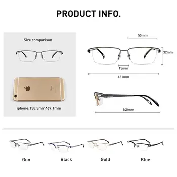 CAPONI Semi-rimless Titanium Frame Glasses Men Business Leisure Style Eyewear For Male Light Square Computer Eyeglasses J5003