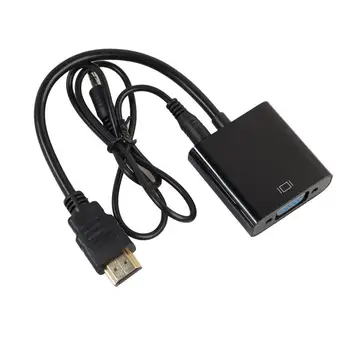 CARPRIE 1080P HDMI Male to karta graficzna VGA żeński kabel konwerter z wyjściem audio 3,5 mm 18Mar6
