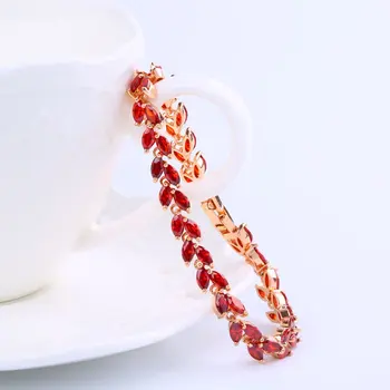 CARSINEL Top Quality Gold-color Inlay CZ Cyrkon Czerwony Pszenny bransoletki biżuteria austriacki rhinestone bransoletki dla kobiet Br0130