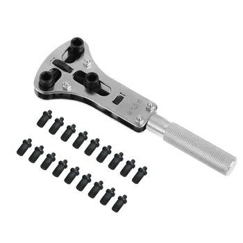 CRV Steel Adjustable Screw Watch Back Case Cover Opener Remover klucz zestaw naprawczy zestaw narzędzi z 18szt wymiennymi pinami