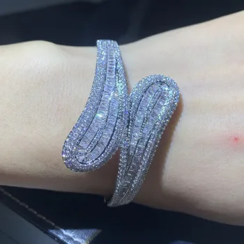 Choucong luksusowe biżuteria srebra próby 925 w kształcie litery T forma 5A sześciennych cyrkon utorować CZ Party Cross bransoletka kobiety ślubny bransoletka prezent