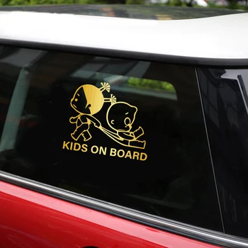 Ciekawe naklejki samochodowe akcesoria dla dzieci dziecko na pokładzie samochodu dekoracji okna drzwi nadwozia PVC 19cm x 15cm naklejka