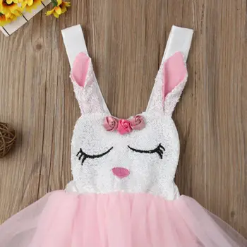 Citgeett Summer Infant Baby Girl Easter Rabbit Lace Princess Strap Bodysuitr Tutu Dress Party Official Cute Dresses