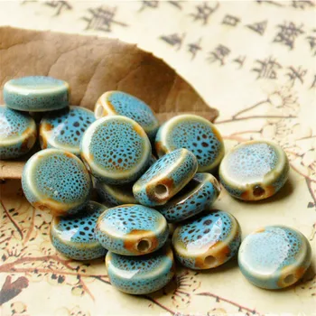 Ckysee 30 szt./lot wielokolorowy okrągłe koraliki Ceramiczne 14 mm handmade kwiat szkliwione dystansowe Urok koraliki hurtownia dla Diy biżuteria