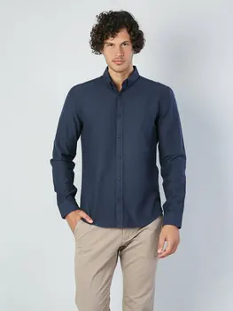 Colins Men Modern Fit Navy Long Sleeve ShirtMale fashion shirt men,CL1035945