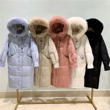 Colorfaith New 2020 Jesień Zima damska długa kurtka kieszenie pikowane biurowe lady fugu parki wysokiej jakości płaszcz z kapturem CO802