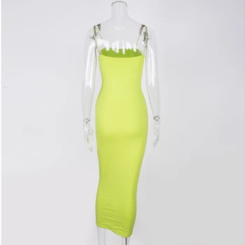 Colysmo Double Layers Summer Dress Women New Sexy Backless Bodycon Long Dress Woman Night Party Cotton Elegant Dress Lime