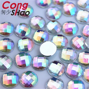 Cong Shao 300szt 8mm AB Clear Flat Back Acrylic Round Rhinestone aplikacja kamienie kryształy kaboszon do DIY kombinezonu przycisk CS438A