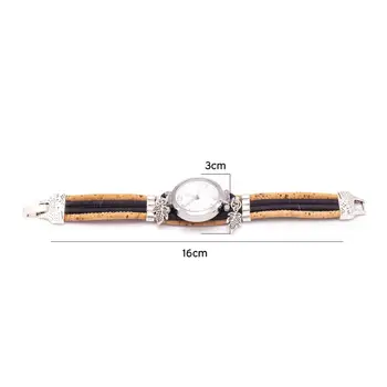 Cork watch use 3MM natural cork cord with brown cork cord Handmade cork watch for women WA-156(NEW）