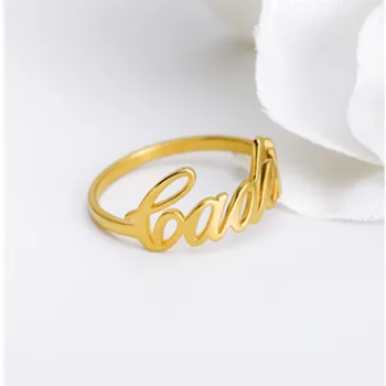 Custom Gepersonaliseerde Naam Goud Stapelbaar Ring Voor Vrouwen e Vrienden Bijoux Femme Wedding Band Rvs Naam Ring