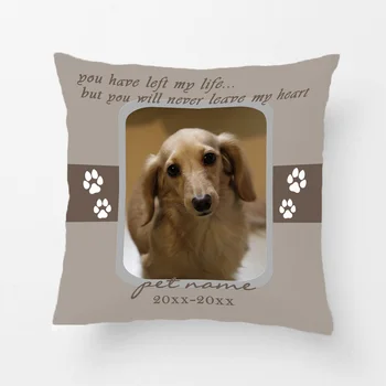 Custom Pet Dog Photo Memorial Throw Pillow Cover pokrowiec do poduszki Pet Photo Name Gift Love Pillowcase Twin Print for Sofa Couch