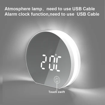 Cyfrowy stół USB powered LED lusterko budzik biały z podświetleniem i kalendarzem i termometrem nowoczesne elektryczne zegar na biurko