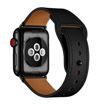 Czarny pasek z naturalnej skóry Watch Band dla Apple Watch 38mm 42mm , VIOTOO Leather Loop Watch strap Band, aby mc 40mm 44mm