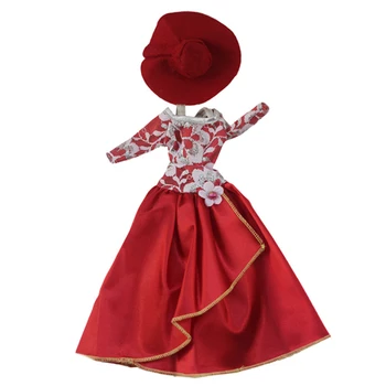 Czerwona sukienka i kapelusz modne stroje dla lalki barbie ubrania Sukienki dla lalek Barbie 1/6 lalki BJD akcesoria DIY zabawki dla dziecka