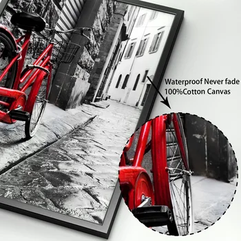Czerwony Rower Parasol Londyn Krajobraz Uchwyt Sztuka Płótnie Malarstwo Skandynawskie Plakaty I Reprodukcje Ścienne Do Wystroju Salonu
