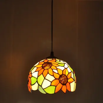 Czeski słonecznik nasufitowe pasterski country Styl Tiffany sypialnia jadalnia lampa Śródziemnomorski bar lampa 0057