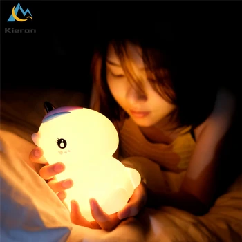 Czujnik Jednorożec led lampki nocne USB Akumulator kreskówka nocne silikonowe dzieci dzieci dziecko prezent sypialnia szafka kontrolna
