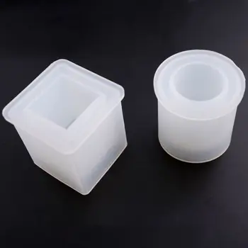 DIY Kryształ epoksydowa Kształt Kwadratowy cylindryczny lustro uchwyt mały doniczka formy