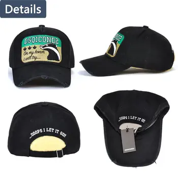 DSQICOND2 bawełna czapka z daszkiem maile wysokiej jakości Cap mężczyźni WomenCustomer zwierząt projekt haft kapelusz czarny kapelusz tato kapelusze