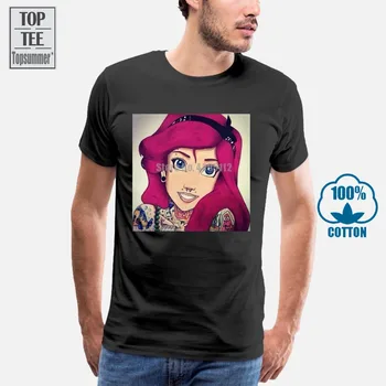 Damska koszulka punk księżniczka Ariel piercing tatuaż koszulka Mężczyzna Kobiet unisex 499 osobowość Damska koszulka 033310