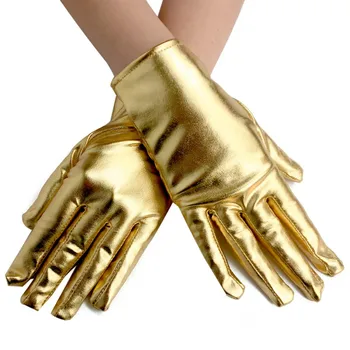 Damskie błyszczące metalowe rękawice z elastanu formalny ślubny bal bankiet ślub złote kolorowe rękawiczki guantes largos morados