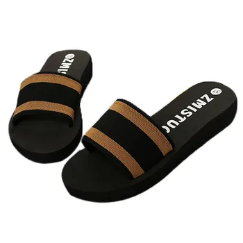 Damskie pantofle letnie codzienne slajdy obuwie plażowe damskie kapcie antypoślizgowe paski klinowe japonki sandały w paski obuwie domowe Dropshipp