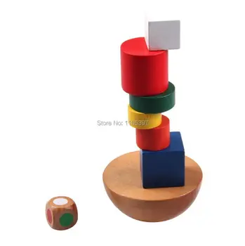 Darmowa wysyłka 1 zestaw dzieci drewniane Montessori geometryczne bloki wyważania za pomocą gra wczesny rozwój materiały edukacyjne zabawki