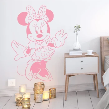 Disney Minnie Mouse naklejki ścienne dla dzieci pokój zabaw wystrój domu akcesoria kreskówka naklejki na ścianę winylowe mural sztuki diy tapety