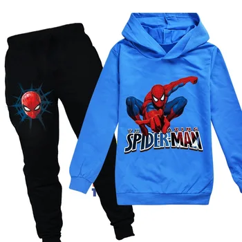 Disney dzieci chłopcy dziewczęta bluzy spodnie garnitur kreskówka Spiderman odzież Dziecięca bluza casual moda sweter jogging spodnie