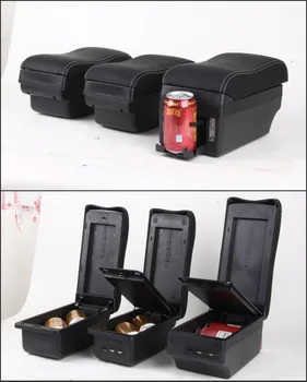 Dla Kia Rio podłokietnik skrzynia centralny sklep zawartość szuflady do przechowywania kia Rio 2 podłokietnik pudełko z uchwytem na kubek popielniczka produkty interfejs USB