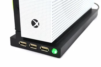 Dla konsoli Xbox One S pionowa podstawka z wentylatorem chłodzącym, uchwyt wsparcia łóżeczka chłodnica do przechowywania konsoli Xbox One S uchwyt 3 porty USB