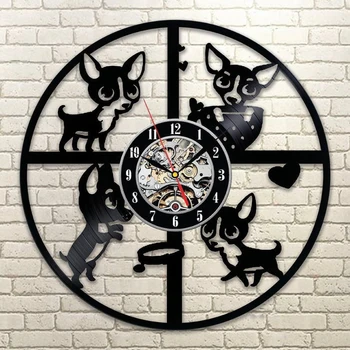 Dog Lover ' s Favorite CD Record Clock winylowe kreatywne zegar ścienny Dog Hanging Home Decor LED Light
